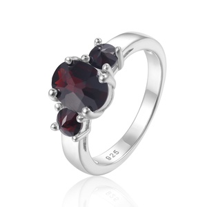 Anello Classico Ovale <span class=keywords><strong>con</strong></span> Gemma Naturale in Argento Sterling S925, Incastonato <span class=keywords><strong>con</strong></span> <span class=keywords><strong>Granato</strong></span> e Pietre Intercambiabili Multiple per Donne - Product Image 5