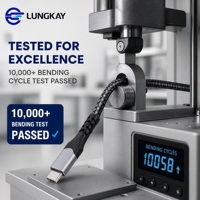 Câble USB 3.2 Gen 2x2 Type C LUNG KAY OEM 20 Gbit/s 100 W PD avec puce E-Mark blindée, cordon USB-C vers USB-C pour CNC, applications médicales, vision, SSD