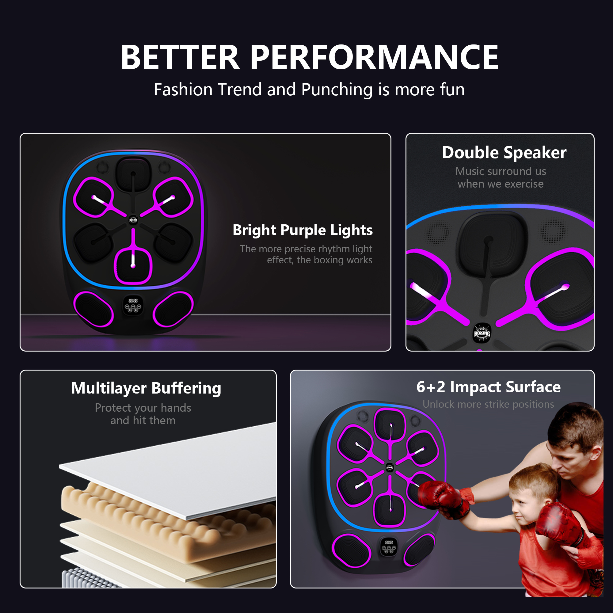 Fitness Sports Boxing Training Machine Small Children Adult Light Up Agility Reaction Train Smart Music Boxing Target