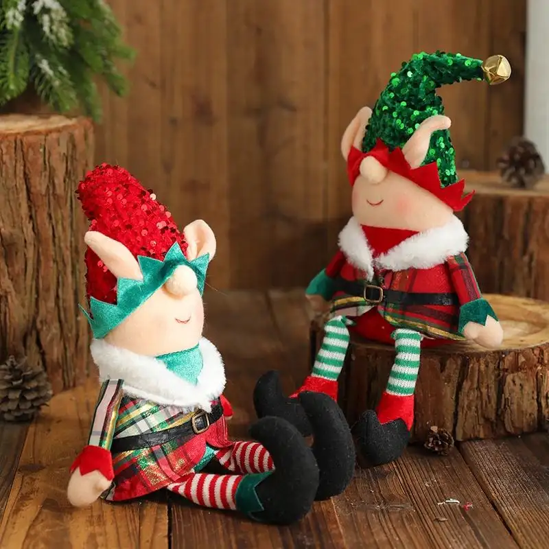 Tiny Xtmas Figurines Handmade Plush Snowman Xmas Figurines Plush Christmas Gnome Santa Cloth Doll