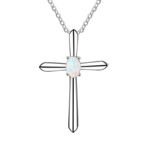 Factory Wholesale Original Design S925 Sterling Silver Rhodium Plated Inlaid Zircon <b>Cross</b> Pendant Necklace Wedding Party - Product Image 1