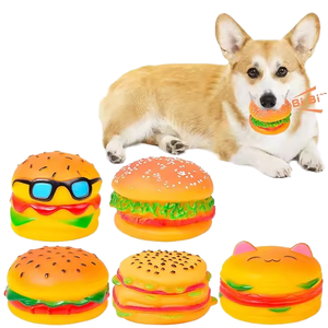 Jouet à mâcher pour chien en forme de burger, jouet en peluche qui couine, jouet durable pour chiot, jouet interactif pour l'entraînement - Product Image 1