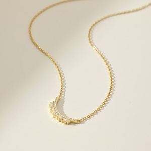 Collier élégant pour femme Dylam, bijoux fins, chaîne en argent sterling, zircone 5A, pendentif double couche en forme de sourire - Product Image 4