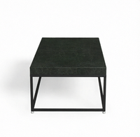 Banc de table basse en cuir vieilli industriel, structure en métal noir, style contemporain pour salon ou bureau