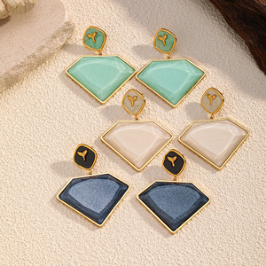 Pendientes Colgantes de Acero Inoxidable EH554 con Forma Geométrica de Rombo y Cola de Ballena - 3 Pares de Pendientes Brillantes para Mujer - Product Image 6