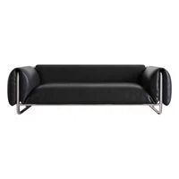 Canapé de style rétro en acier inoxydable noir Bauhaus, canapé en cuir de style antique, luxe léger, trois places, salon