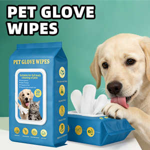 Gants de toilettage et lingettes nettoyantes hypoallergéniques sans rinçage pour chiens et chats, avec logo personnalisé, hydratation optimale, vente en gros - Product Image 1