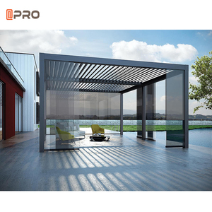 Toit Rétractable Terrasse Top Treillis Pergolas De Jardin avec Verre Coulissant Aluminium LED Bandes Lumineuses Étanche Gazebo 200mm - Product Image 3