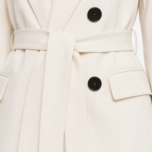 Ensemble tailleur trois pièces pour <span class=keywords><strong>femme</strong></span>, blazer oversize, <span class=keywords><strong>pantalon</strong></span> large avec ceinture, formel, ivoire, blanc cassé, sur mesure, Jinyuan - Product Image 2