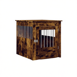 Smoked Oak <b>Dog</b> <b>Crate</b> <b>Medium</b> Size Durable Indoor Pet House Classic Style Rectangle Shape - Product Image 1