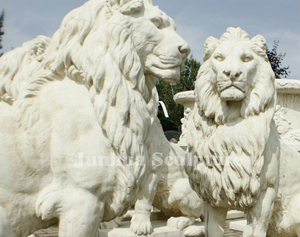 Par de Esculturas de Animales Grandes para Exteriores, Estatuas de Leones Sentados de Mármol para Entrada de Puerta - Product Image 3