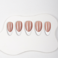 Faux ongles à presser en amande, classiques, nude, blancs, à bout français, brillants, pré-fabriqués, en gros pour femmes, pour le nail art