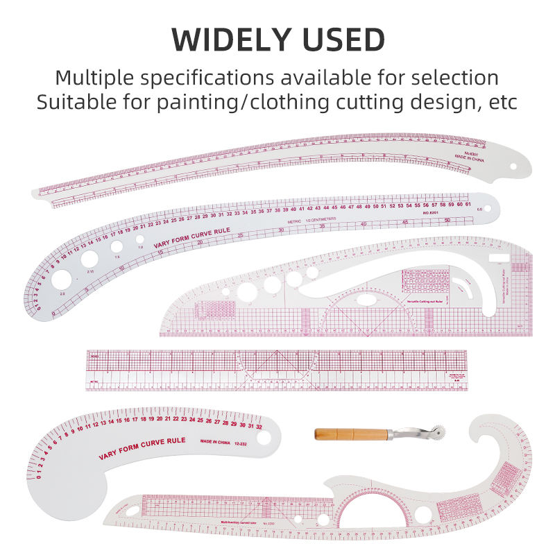 JP 7 Pcs Plastic Sewing Tools - Tailor Ruler Set for Designers