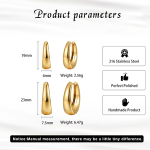 Aros Geométricos Modernos para Mujer, Chapados en Oro de 18K y Rodio, de Acero Inoxidable 316, para Uso Diario, Estilo Bohemia - Product Image 4