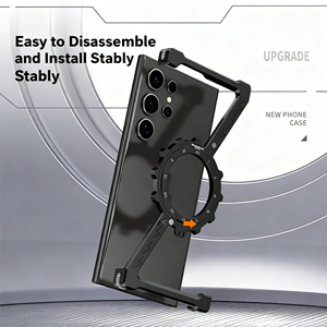 Étui de téléphone portable en aluminium de luxe transfrontalier S23 S24 S25 S22 Ultra, antichoc, avec poignée, dissipation thermique de type Z, magnétique <span class=keywords><strong>360</strong></span> - Product Image 4