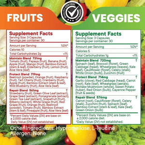 Cápsulas de Suplemento de Frutas y Verduras OEM, Más de 40 Frutas y Verduras Diferentes, Superalimentos Integrales, Alto Contenido de Betacaroteno, 90 Unidades - Product Image 2