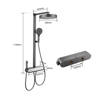 Luxe bain douche mitigeur robinet Led affichage numérique salle de bain pluie pommeau de douche ensemble haute pression 4 fonctions en acier inoxydable