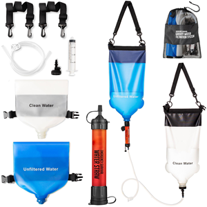 Système de filtration d'eau par gravité - 6 gallons, grande capacité, sacs en <span class=keywords><strong>plastique</strong></span> légers, étui de transport pour le camping et la randonnée - Product Image 1