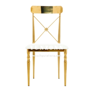 Chaise de salle à manger moderne à dossier croisé en acier inoxydable doré tissu de velours <span class=keywords><strong>pour</strong></span> mariages événements <span class=keywords><strong>location</strong></span> SS cadre <span class=keywords><strong>pour</strong></span> salon villas - Product Image 2