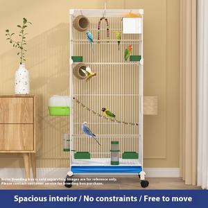 Jaula para Pájaros de Lujo Ecológica al por Mayor, Jaula Grande de Alambre de Hierro con Patrón Sólido, Estilo Casa de Arte, Bandeja de Plástico, Caja de Palet - Product Image 2