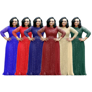 Abiti Lunghi da Donna Africani Ricamati <span class=keywords><strong>in</strong></span> Pizzo con Paillettes, Aderenti e a Coda di Pesce, per Esportazione Transfrontaliera - Product Image 2