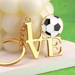 Fashion Car Pendant Men European Cup Soccer Key Chain Keyring Zinc Alloy Metal Football School Bag Pendant Keychain