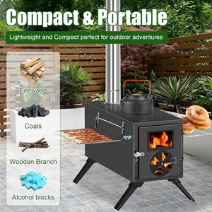 <span class=keywords><strong>Estufa</strong></span> Portátil para Tienda de Campaña para Acampar en Invierno - Calentador de Leña Compacto de Acero Inoxidable con Tubo de Chimenea - Product Image 5
