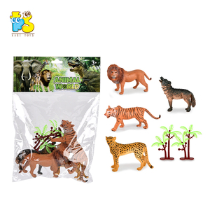 Bambini realistico modelli animali leone tigre leopardo <span class=keywords><strong>lupo</strong></span> 2 alberi di plastica giocattoli animali - Product Image 2