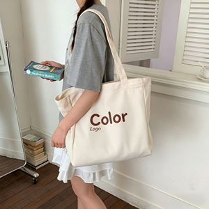 Reusable Shopping Bags <b>Canvas</b> <b>Tote</b> Custom Logo Printed Eco Friendly For Women Foldable High Quality Fashion Wholesale - Product Image 2