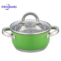 Ustensiles de cuisine en gros, Service de casseroles et poêles, marmite à soupe en acier inoxydable avec revêtement de couleur