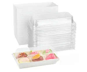 Экологичный лоток для сэндвичей с крышками, упаковочный лоток из крафт-бумаги, упаковка на вынос