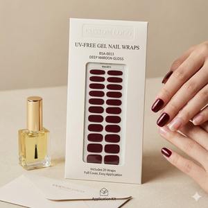 Prix <span class=keywords><strong>de</strong></span> gros : Wraps d'ongles en gel sans UV, rouge <span class=keywords><strong>bordeaux</strong></span> profond, ultra-brillants, sans toxines, tenue 14 jours, qualité salon, pour marques <span class=keywords><strong>de</strong></span> <span class=keywords><strong>beauté</strong></span> - Product Image 1