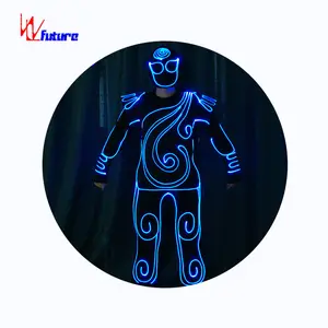 RGB color change fiber optice clothing with helmet,luminous costumes clothing for dancing