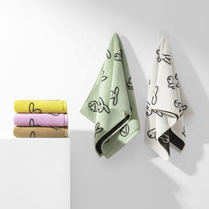 Serviette jacquard en coton pur 35x80 cm, douce et absorbante, motif dessin animé, pour le bain et le visage, usage domestique - Product Image 2