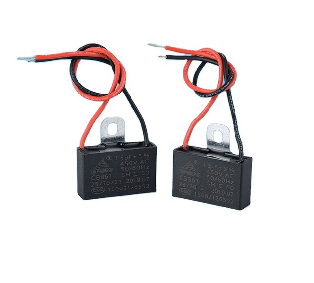 EPERS CBB61 AC Motor Capacitor 1.5uF 450VAC Metalized Polypropylene Square Design for Electric Fan Applications