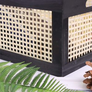 <span class=keywords><strong>Cesta</strong></span> de Almacenamiento de Mimbre Negro con Asas, Caja Decorativa de Mimbre Estilo Boho, Organizador Artesanal para Cocina y Despensa - Product Image 6