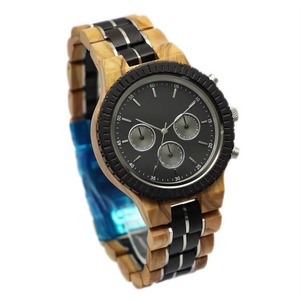 Montre en bois à quartz pour homme avec logo personnalisé gravé, élégante et luxueuse, avec cadran en verre et boîtier de 9 mm d'épaisseur - Product Image 1