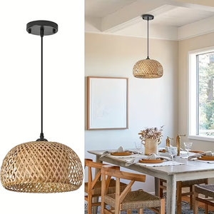 Minimalist <strong>Boho</strong> Rattan Pendant <strong>Light</strong> Handmade Woven Bamboo <strong>Ceiling</strong> Chandelier Eco-Friendly Modern Lighting for Home Decoration - Product Image 2