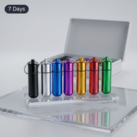 Porte-clés étanche en aluminium pour pilules, personnalisable avec logo, format voyage, organisateur de pilules, cadeau promotionnel en gros