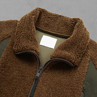 Streetwear Broderie Patch Logo Épais Lourd Hiver Veste Sherpa Polaire Kaki Hommes Manteaux Avec Poches Inclinées