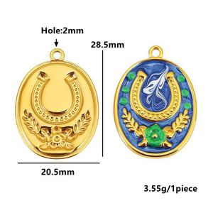 Pendentif en acier inoxydable en forme de lune, cœur et fer à cheval, porte-bonheur, composants de bijoux DIY pour colliers et boucles d'oreilles, vente en gros - Product Image 3