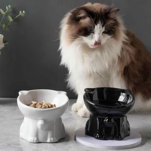 Bol en céramique pour chat, mignon, de grande taille, pour eau potable, sur pieds hauts, pour nourriture pour chat, anti-choc - Product Image 1