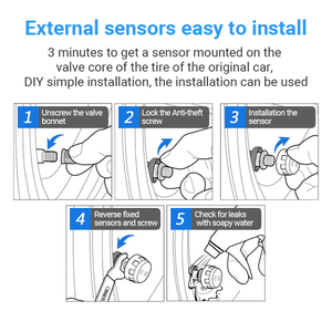 Điện thoại App hiển thị xe máy BLE TPMS 2 cảm biến áp suất lốp nhiệt độ báo động lốp hệ thống giám sát xe máy màu xanh răng TPMS - Product Image 6