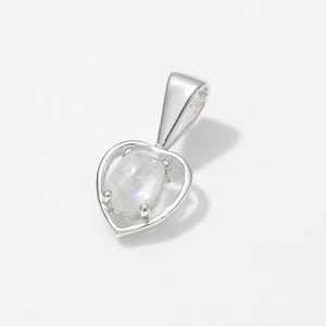 Colgante Ovalado de Piedra Lunar en Plata de Ley con Baño de Rodio, Diseño Minimalista para Bodas y Fiestas, Unisex - Product Image 3