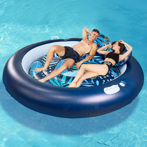 Adult Inflatable Round Floating Water Bed 195x195Cm Navy Blue For Pool Sunbathing And Tanning - Product Image 3