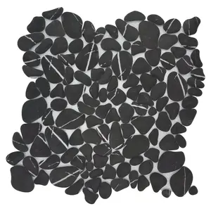 Sunwings 재활용 유리 모자이크 자갈 타일 | 미국 재고 | 회색 혼합 대리석 보이는 모자이크 벽 및 바닥 타일