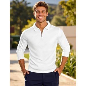 Suéter Casual de Manga Larga con Cierre de Cremallera y Textura Geométrica de Punto para Hombre FOXA - Product Image 3