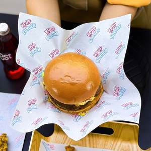 Custom Print Eco-Friendly <b>Paper</b> Food Tray Food Grade Greaseproof <b>Wrapping</b> <b>Paper</b> for Sandwich <b>Burger</b> Burrito Packaging - Product Image 5