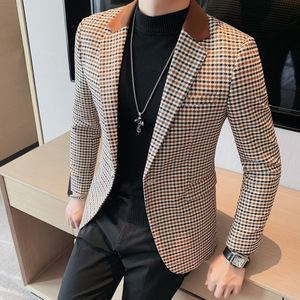 <span class=keywords><strong>Veste</strong></span> de <span class=keywords><strong>costume</strong></span> décontractée M-4XL pour hommes col britannique <span class=keywords><strong>costume</strong></span> d'affaires haut <span class=keywords><strong>veste</strong></span> à carreaux - Product Image 5