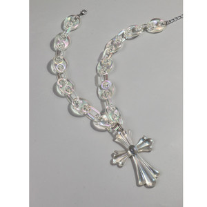 Collier ras du cou épais en acrylique transparent avec croix colorée, design Hip Hop audacieux, motif <span class=keywords><strong>Jesus</strong></span> Laser UV Cool Boy Teen Pig Nose, pour femmes et hommes - Product Image 3